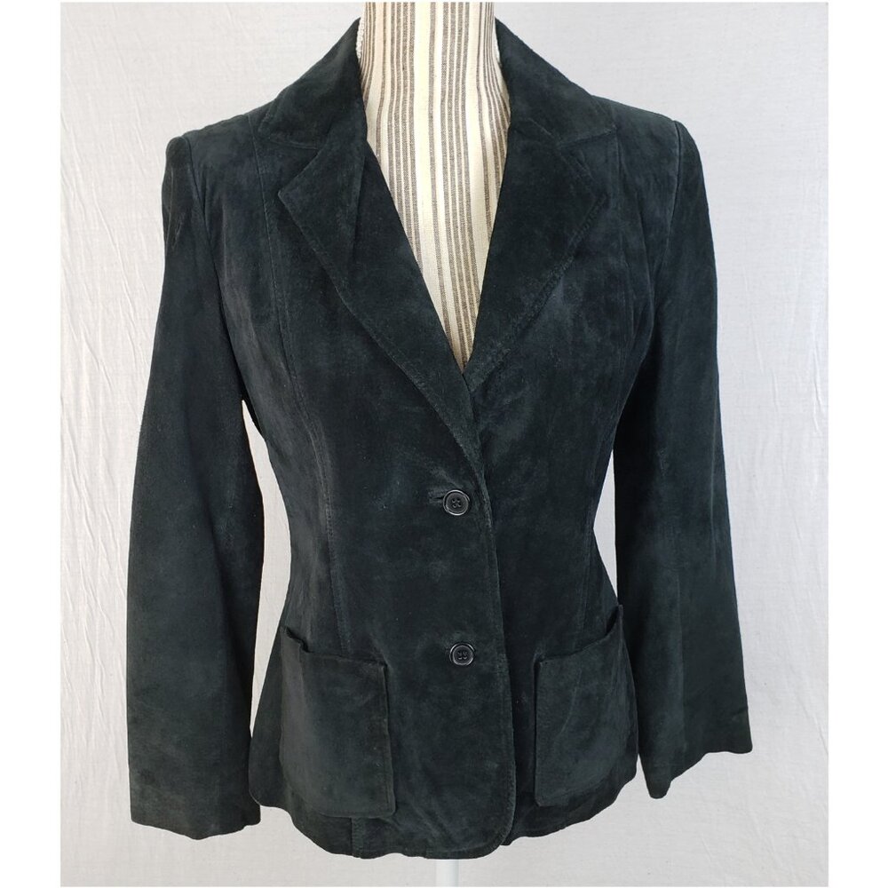 Uniform John Paul Richard Leather Suede Jacket Blazer Black size 6 Y2K 90s